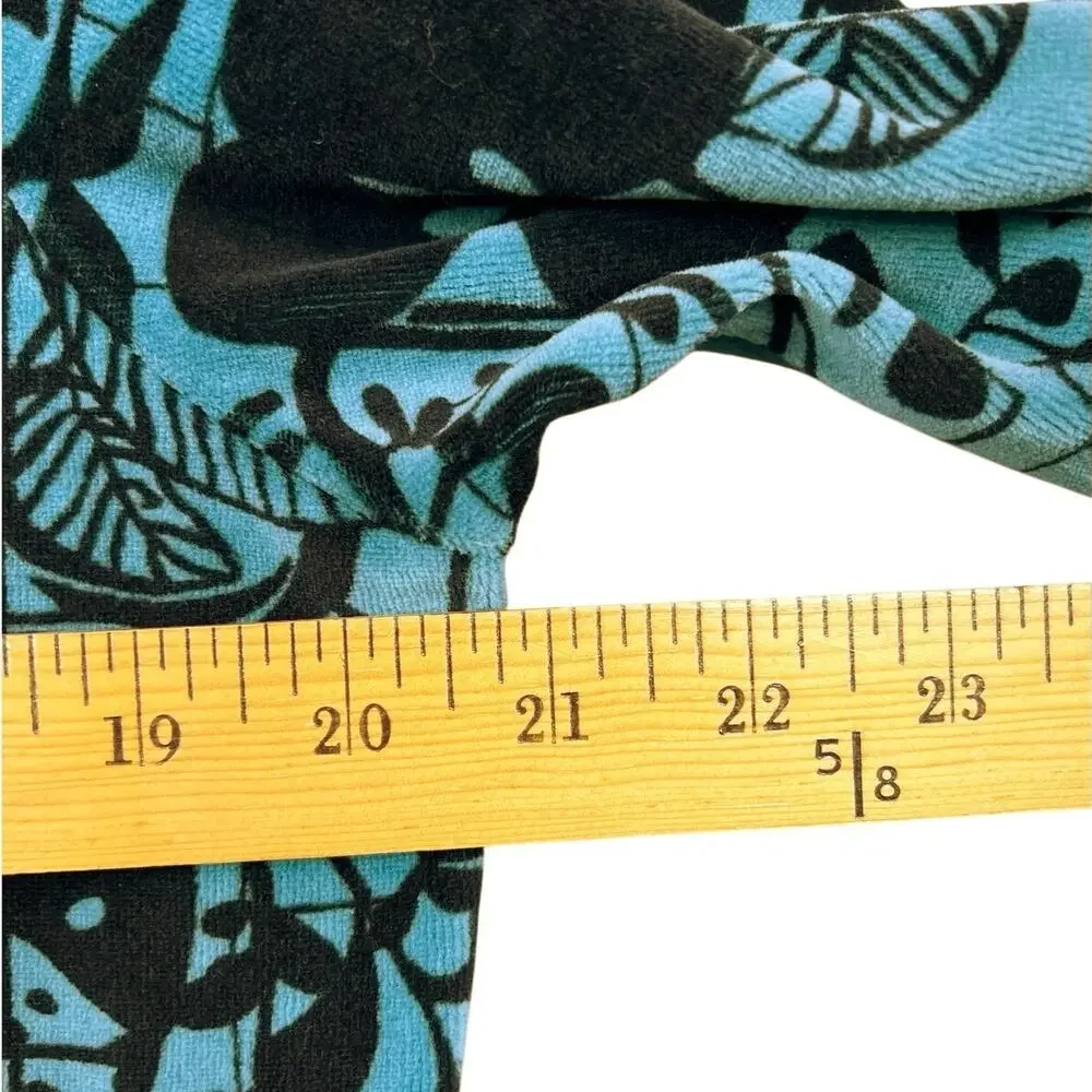 NWT Mirror Image Y2K Teal Black Floral Zip Jacket Velour Trim Size L